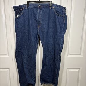 Levis 501 Jeans Mens 52x30 Blue Denim Button Fly Straight Leg Big Tall Vintage